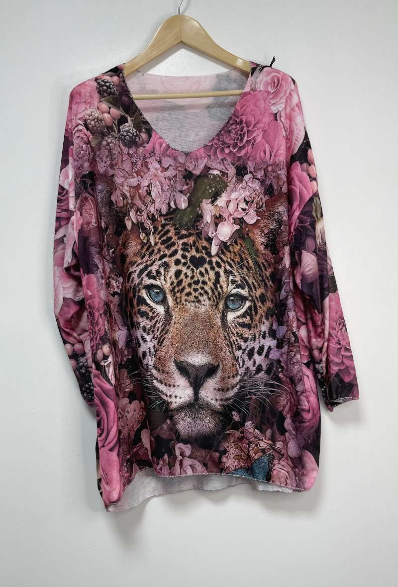 Pull imprimé fauve Félina