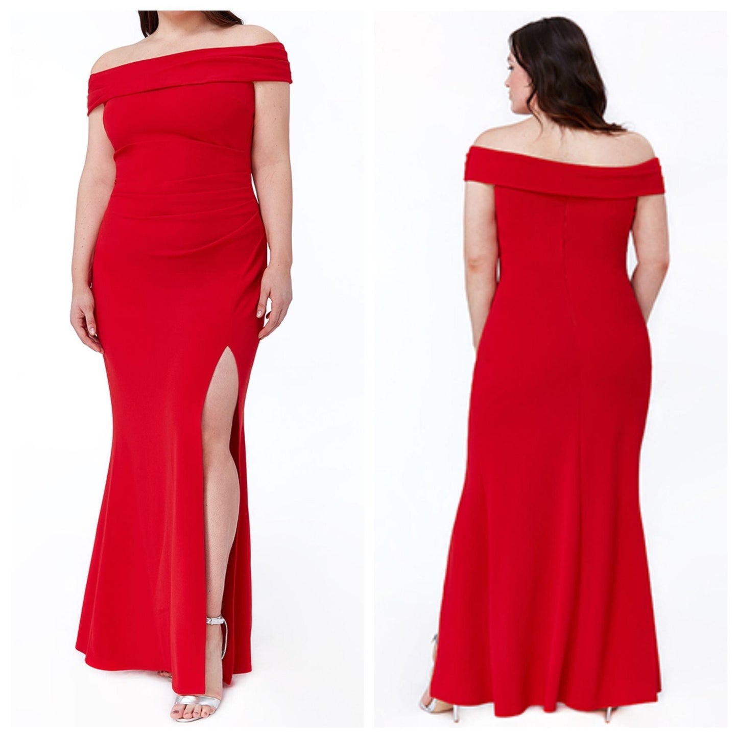 Robe de soirée encolure bateau enveloppée sur l'épaule taille 52